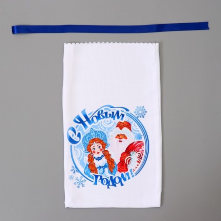 Мешок новогодний "Снегурочка и Дед Мороз", габардин, 30х50 см-1