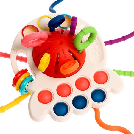 Developing toy "Octopus", with tactile rubber bands, Mix color-5