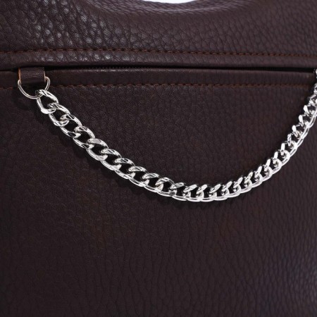 Janelli Cross-Boda Bag on a zipper, 2 outer pockets, dark brown color-3