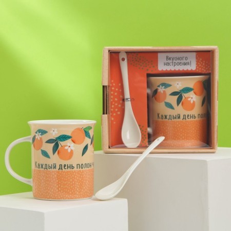 Mug "Choose Happiness" with a spoon and stand, 300 ml-1