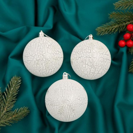 Set of balls plastic D-8 cm, 3 pcs of the "fecalist" silver-white
