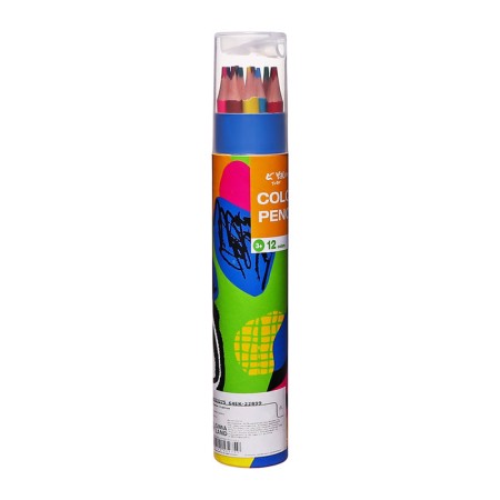 Pencils 12 colors, in a tube, hexagonal, wooden, abstraction-8