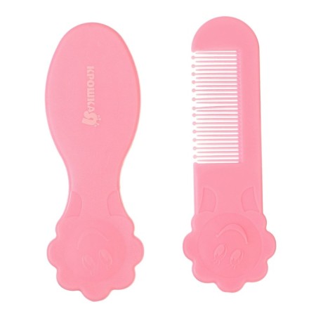 Set for hair care: comb and brush "Flower", pink color-3