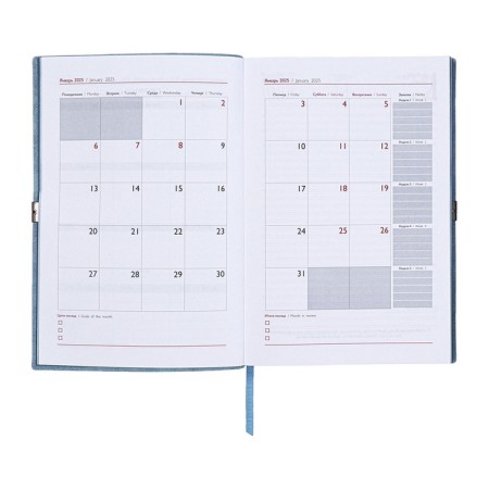 Dated 2025 diary, A5, 176 Escalada sheets, soft cover cover, pancake embossing, liesse, block 70 g/m2, blue-12
