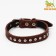 Leather collar on synthetic winterizer decorated, 45 x 2 cm, Osh 25-35 cm, brown