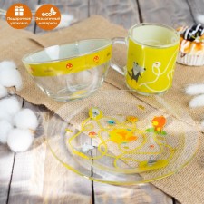 A set of children's dishes of the deed “Forest Forms”, 3 subjects: a bowl of 450 ml, a plate d = 20 cm, a mug 200 ml