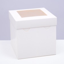 The box is folding, the lid is, with the window, white, 15 x 15 x 15 cm