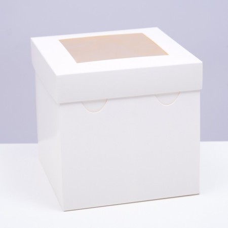 The box is folding, the lid is, with the window, white, 15 x 15 x 15 cm