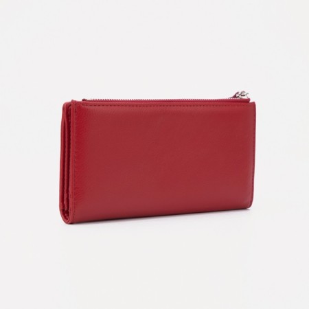 Women's wallet on the button, red color-1