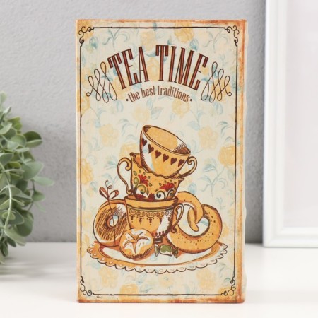 Safe-book wood to the leatherette "Time for tea" 21x13x5 cm-5