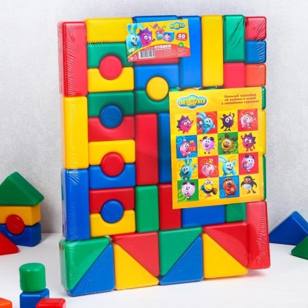 A set of colored cubes, "Smeshariki", 60 elements, a cube of 4 x 4 cm-6