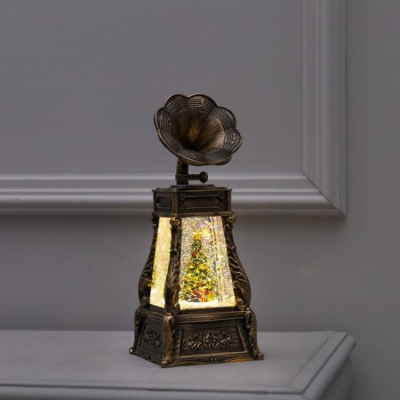 LED figure "Gramophone with a Christmas tree" 11 × 28 × 11 cm, plastic, AAX3 batteries (not in the kit), USB, glow warm white