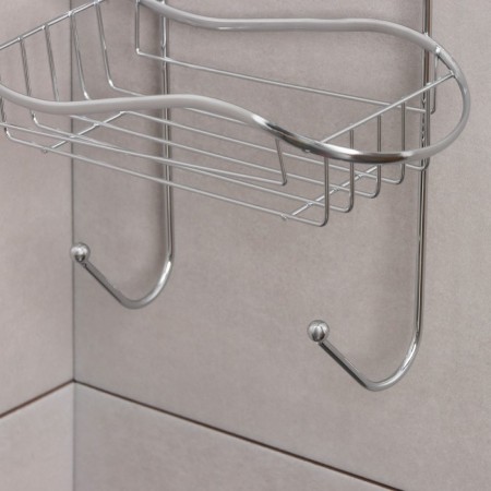 2-tier shelf on the suction cup “Wave”, 25 × 11 × 45 cm, 2 hooks, chrome color-3