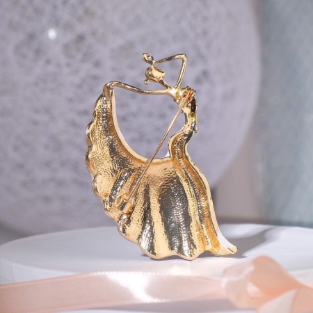 Brooch "Ballerina" Drama, gray color in black gold-2