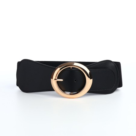 Women's belt, width 8 cm, black color-3