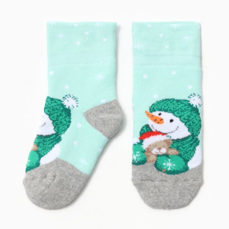 Noski children's terry, mint color/light gray melange, size 16-18-4