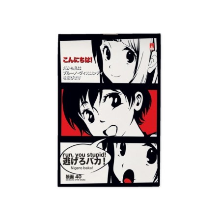 Notepad A6, 40 sheets in a cage on a paper clip, Manga Anime, Cardboard cover, block 55 g/m2, mix-4