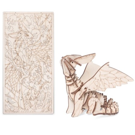 Wooden designer 3 in 1 "Dragon", puzzle, coloring, toy-2