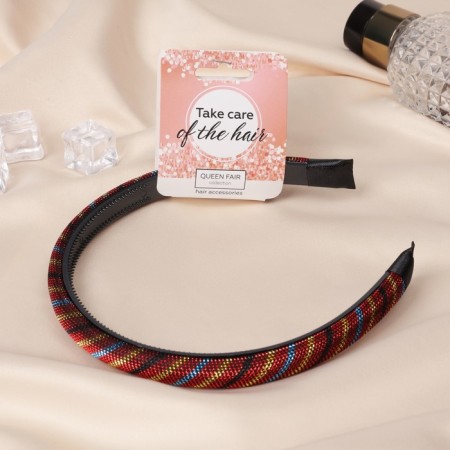 Hair rim "Virginia" 1 cm, stripes shine, mix-1