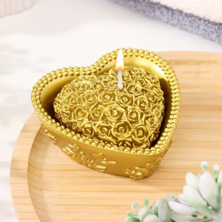 Candle "Heart" 9x4.5cm, gold