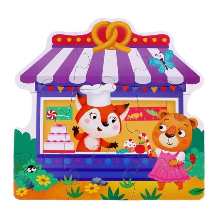 Figure puzzles 4 in 1 "Funny animals", 9, 12, 15, 20 elements-4