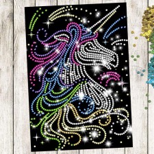 Set for creativity. Application with sequins with a glue layer 