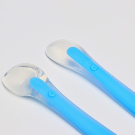 Set of silicone spoons for feeding, 2 pcs., Blue color-3