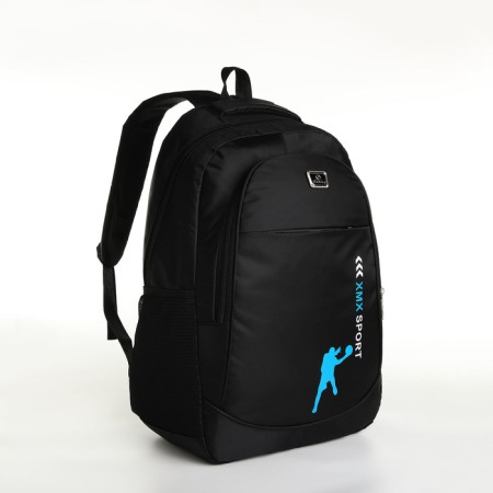 Youth backpack on a zipper, 4 pockets, black/blue color-2