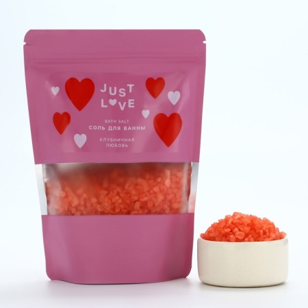 Bath salt, 330 g, aroma of strawberry love, pure happiness