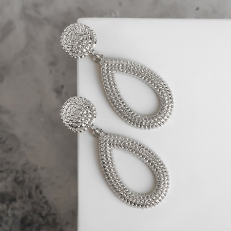 Earrings Metal "Barbados" drops, color silver-1