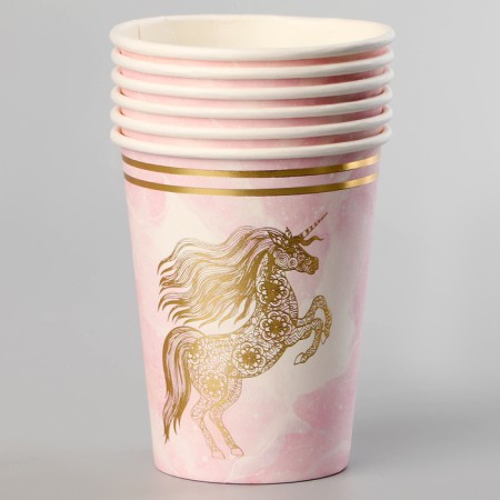 Paper glasses "Golden Unicorn", 6 pcs.-1