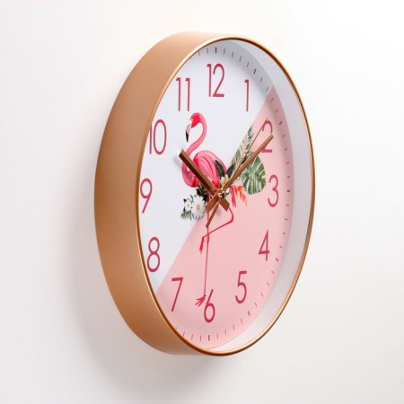 Wall clock, series: interior, "flamingo", smooth move, d-30 cm, aa-1