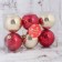 Set of balls plastic D-6 cm, 6 pcs "openwork shine" with red-gold