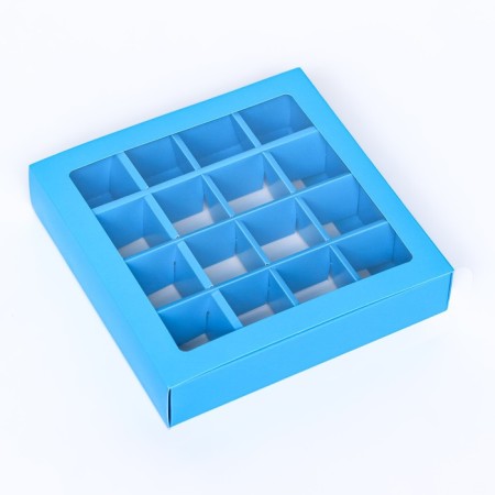 Box for sweets, 16 pcs, blue, 17.7 x 17.7 x 3.8 cm-1