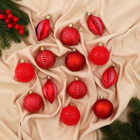 A set of jewelry plastic 13 pcs "Melody" droplet, 6 cm, red
