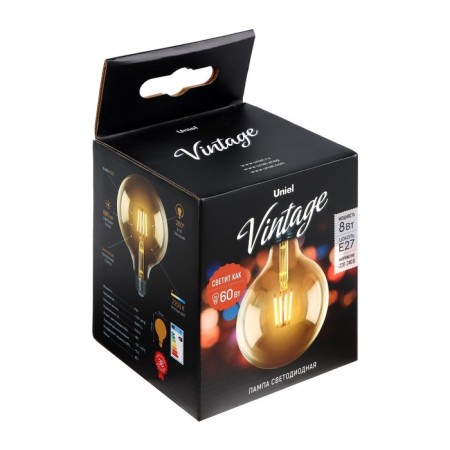 LED LED Uniel Vintage, G125, 8 W, E27, 230 V, Shar, Golden Sales-1