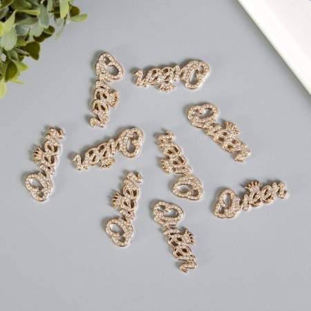 Decor for creativity plastic "Queen" gold with rhinestones 1.9x5x0.3 cm-2