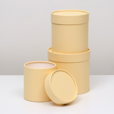 Set of round boxes 3 in 1, "beige", 16x16, 14x14, 12x12 cm-2