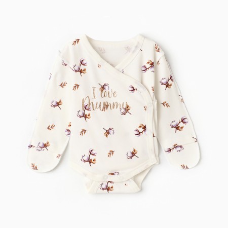 Body-kimono baby with long sleeve, white color, height 62