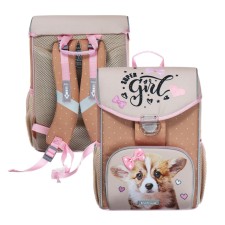 School satchel on the castle, 37 x 25 x 14 cm, Erich Krause Ergoline 15l, Corgi Puppy 60084