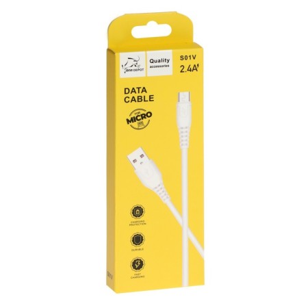 ONE Depot S01V, microUSB - USB, 2.4 A, 1 meter, white-3
