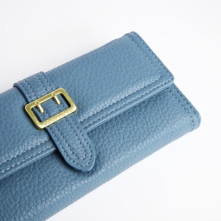 Women's wallet on the button, blue color-2