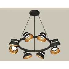 Комплект подвесного поворотного светильника Ambrella light, Traditional DIY, XB9198101, 8хGX53, цвет чёрный песок, золото желтое полированное, прозрачный