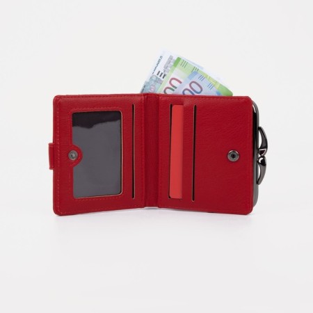Women's wallet on the button, red color-5