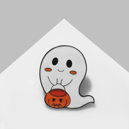 The "Ghost" icon with a basket, white-orange color in ferrous metal-1