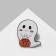 The "Ghost" icon with a basket, white-orange color in ferrous metal