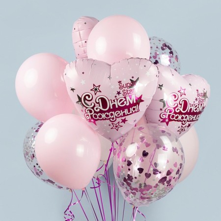 Foil ball 19 "Happy Birthday. Super Star, heart-3