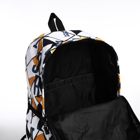 A backpack with a zipper, 3 outer pockets, black/yellow color-5
