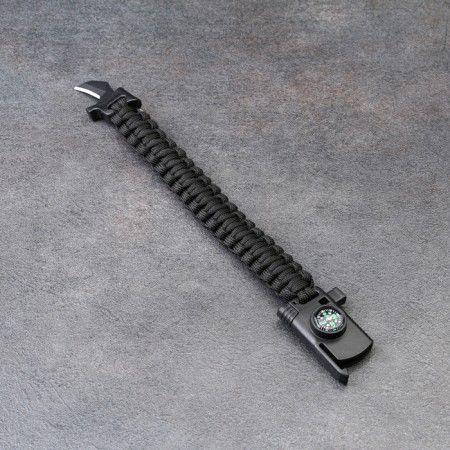 5B1 survival bracelet (paracord, knife, whistle, compass, fire), black-2