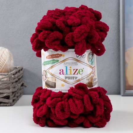 Yarn "Puffy" 100 % micropoliester 9m/100g (107 cherries)
